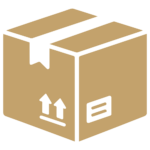 A cardboard box containing a product.
