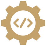 A gear with HTML tags inside.
