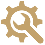 A wrench inside a gear.